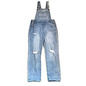 Sky & Sparrow Bib Overalls Sz 7 Distressed Blue Stretch Denim